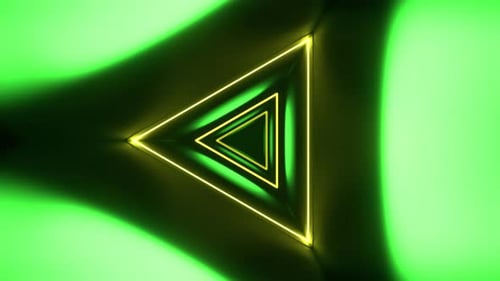 Yellow And Green Mystical Flashing Triangle Corridor Background Vj Loop In 4K