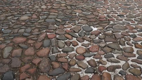 Textured Stone Pavement Walk Close Up Slow Motion