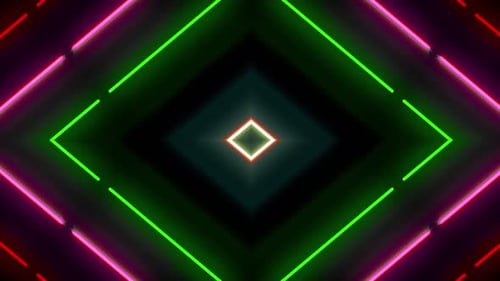 Abstract Neon Glowing Geometric Tunnel Loop Background