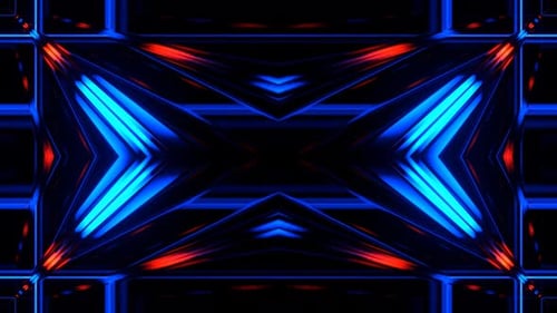 Blue And Orange Futuristic Cyberpunk Neon Kaleidoscope Animation Background Vj Loop In 4K