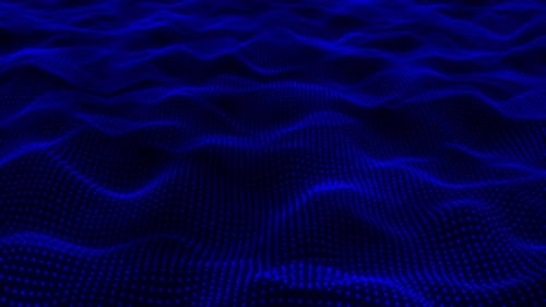 Futuristic Blue Digital Wave Particle Field Loop Background