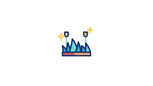 Animated Flat Design Grass and Flowers Icon