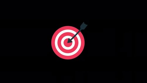 Flat Design Animated Target with Arrow Hitting Bullseye