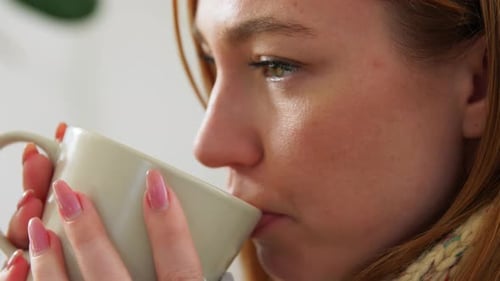 Sad Woman Drinking Tea