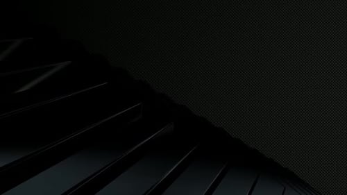 Dunkler Hintergrund mit Figurenanimation in der Ecke, Formen, 3D-Render, Reflexion, einzigartiges Design