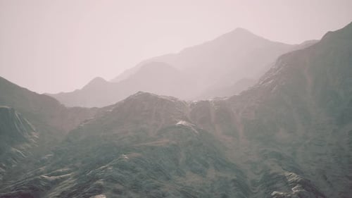 View of the Afghan Mountains in Fog