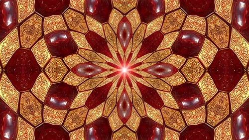 Endless Gold and Red Ruby Royal Pattern Background Loop