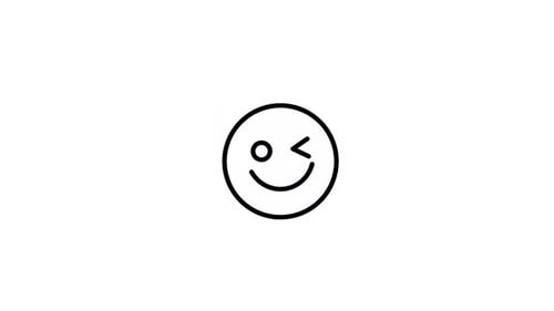 Minimalist Winking Emoji Line Art Animation