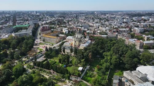 Bird's Eye View of Historic City with Architecture Concept of Historical Place