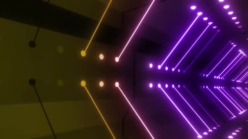 Futuristic Digital Tunnel with Glowing Geometric Lines