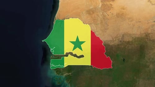 World Map Zoom to Senegal with Flag Reveal Animation