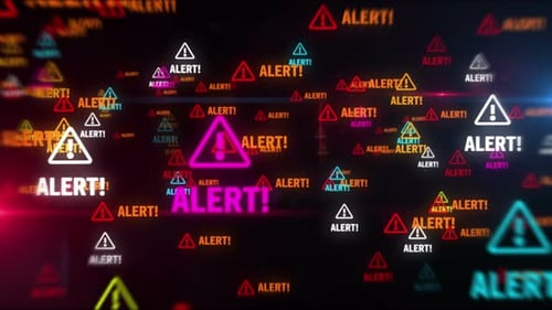 Alert symbol tunnel effect fly between