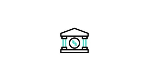 Animated Flat Design Finance Bank Icon with Fluid Motion