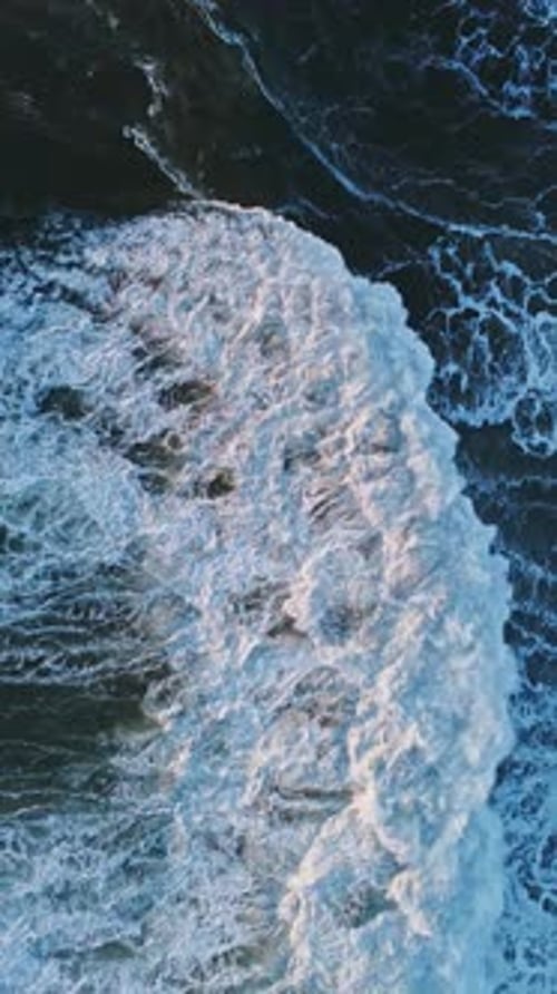 Aerial Top View on Big Wave of Atlantic Ocean