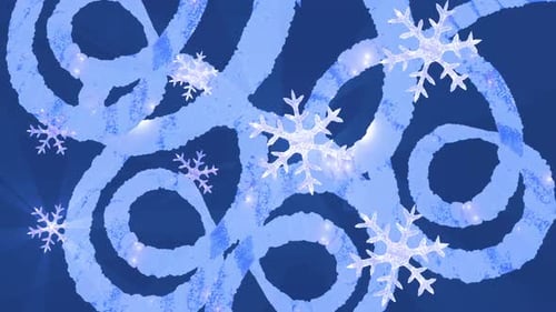 Looped Smooth Video with Snowflakes and Glowing Garland