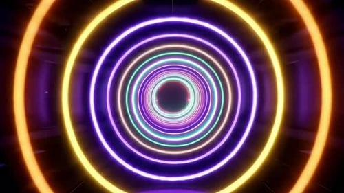 Futuristic Neon Oval Light Tunnel Motion Background