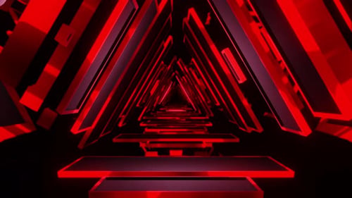 Roter und schwarzer Tunnel mit rotem Licht am Ende. Animation in einer Schleife