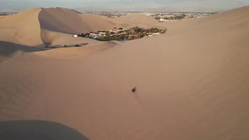 Aerial Drone Content of Desert in Huacachina Ica Peru South America