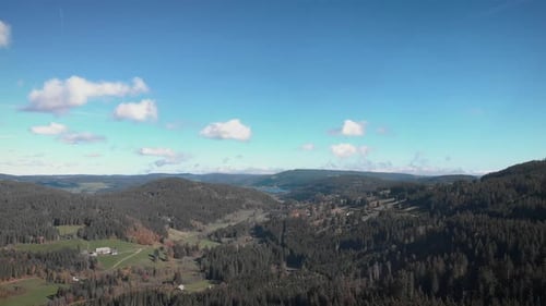 Beautiful mountain landscape with blue lake in autumn