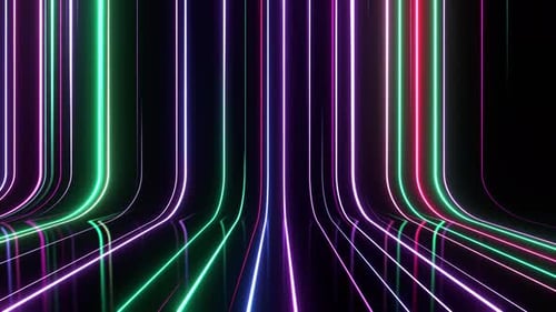 Falling Neon Lines Green With Blue And Purple For Scene Or Show Background Vj Loop