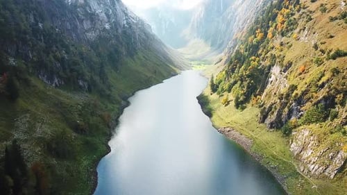 Aerial view of the Fälensee in Appenzell canton in Switzerland