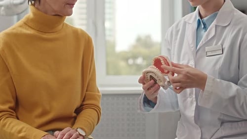Senior Woman Visiting Dentist at Clinic