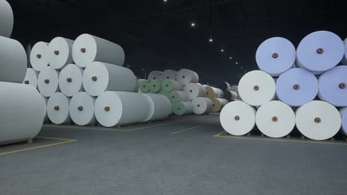 Industrial Textile Factory, Yarn Manufacturing, Large Rolls Of Yarn