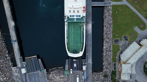 Passenger and Vehicle Ferry in Norwegian Fjord