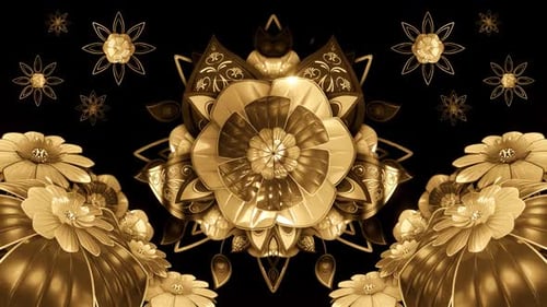 Golden Ornate Floral Mandala Seamless Loop Background