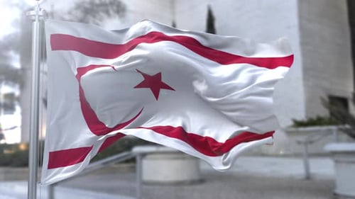 Waving Flag of Northern Cyprus with Realistic Fabric Motion