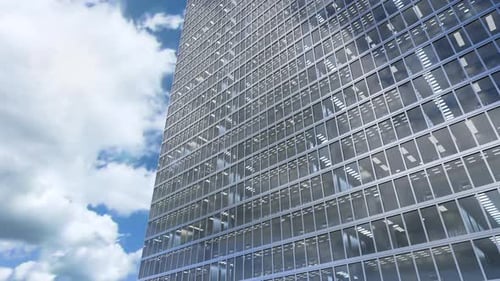 Business skyscraper exterior against loopable time lapse skyline with sunlight 4k