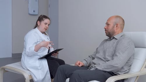 Doctor Working in the Office and Giving Recommendations to the Patient Clip Young Female Doctor