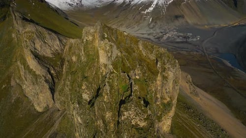 Overhead View Of Mountain Terrain And Shoreline