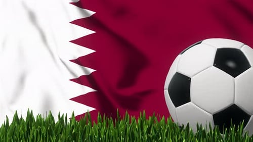 Soccer Background with Qatar Flag 4K Looped