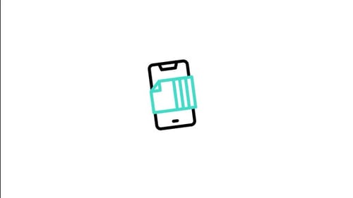 Animated Smartphone Icon with Document Transfer