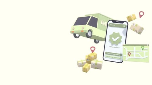 Animated 3D Delivery Service with Smartphone Tracking and Van