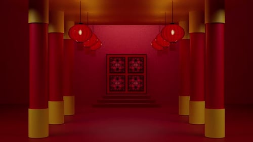 Chinese New Year Festive Red Lanterns Animated Background