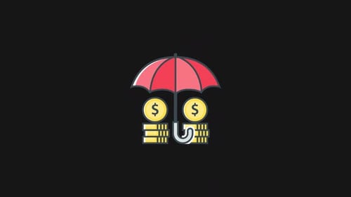Animated Umbrella Icon for Financial Protection and Security