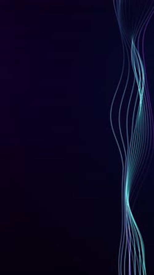 Vertical dark minimal background in 4K 60fps loop, blue and purple neon wave lines