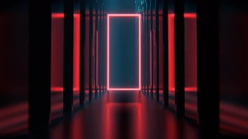 Red Neon Alien Endless Corridor Background Vj Loop I 4K