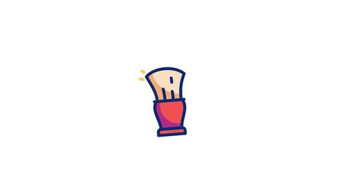 Animated Sketch Shaving Brush Icon with Sparkles