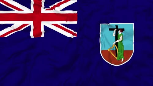 Waving Montserrat National Flag Animation Loop