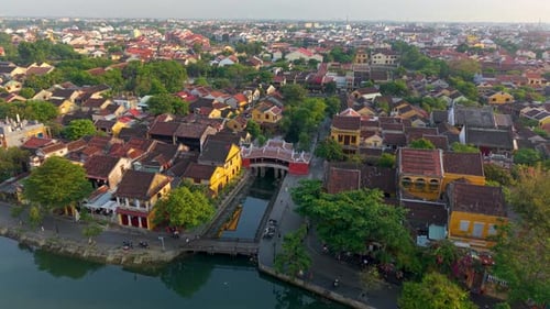 UNESCO-Luftaufnahme der japanischen Brücke in Hoi An