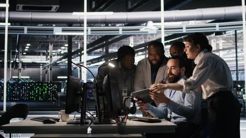 Data Center System Administrators Performing Maintenance on Supercomputers