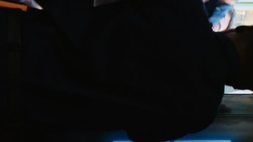 Three people working in corporate conference room