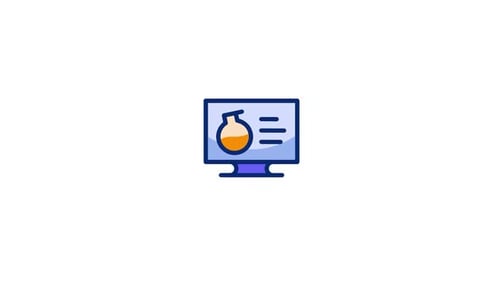 Science Education Monitor Icon Flat Design Animation
