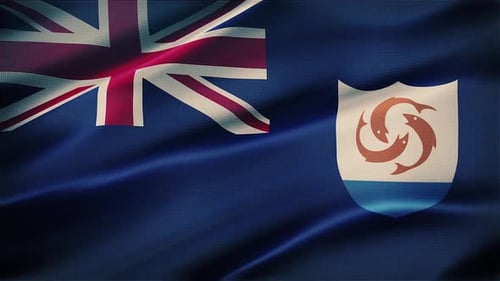 Anguilla Flag Realistic Waving Loop Animation