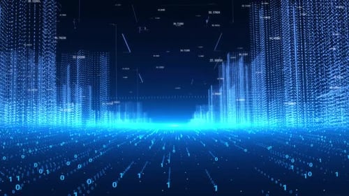 City High-Rise with Background of Binary and Big Data
