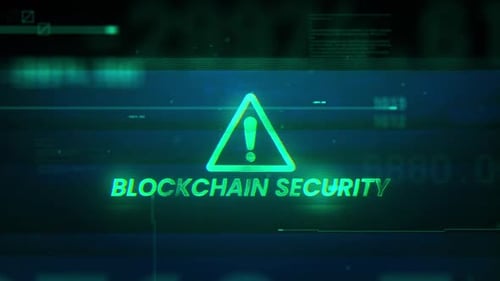 Glitch Warning Sign and Text Title for Blockchain Security