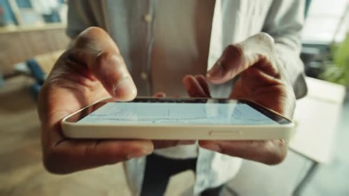 Fingers Interacting with Data Charts on Smartphone